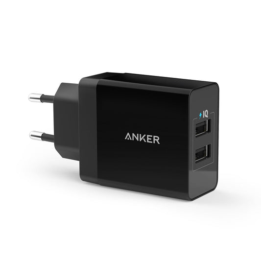 Anker PowerPort Wall Charger, 2 Ports, Black